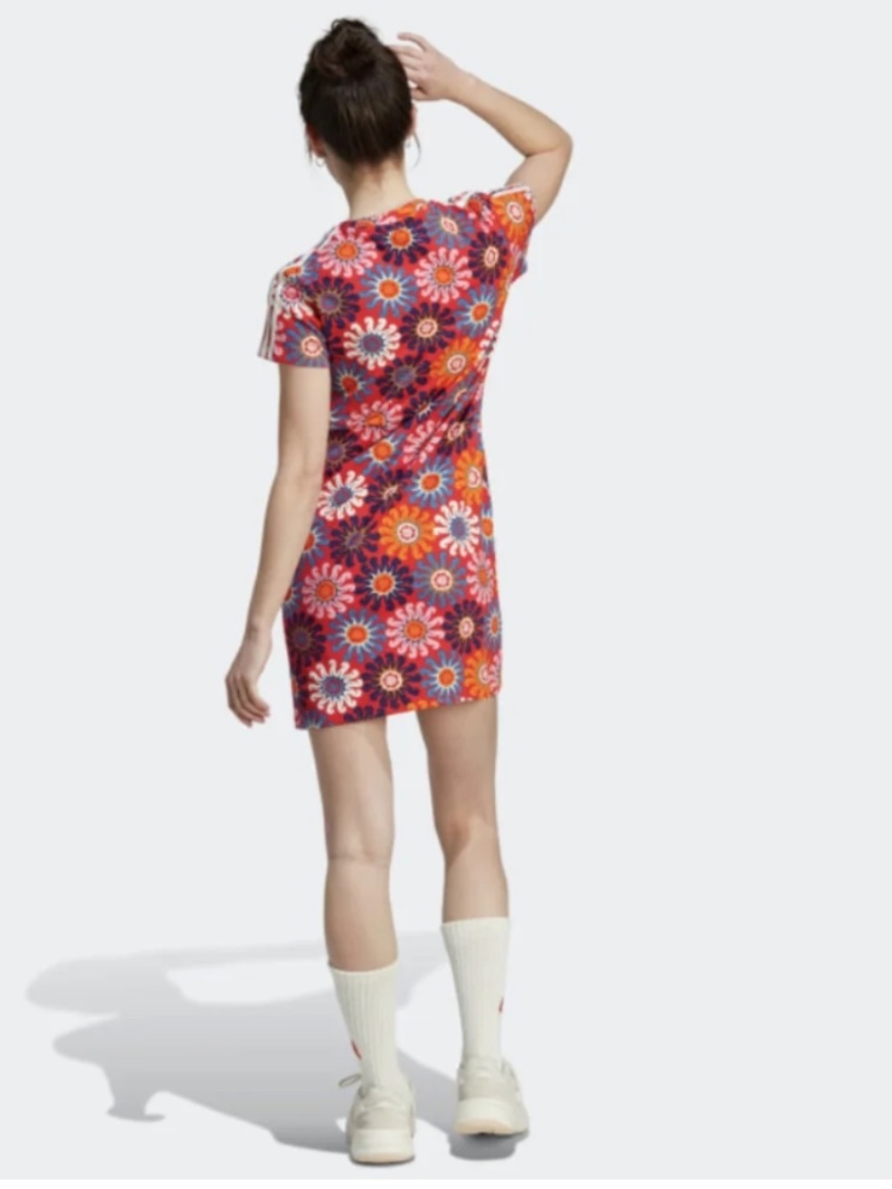 FARM Rio Vibrant Floral Print Short Sleeve Shirt Dress Adidas Collaboration - Picture 2 of 5